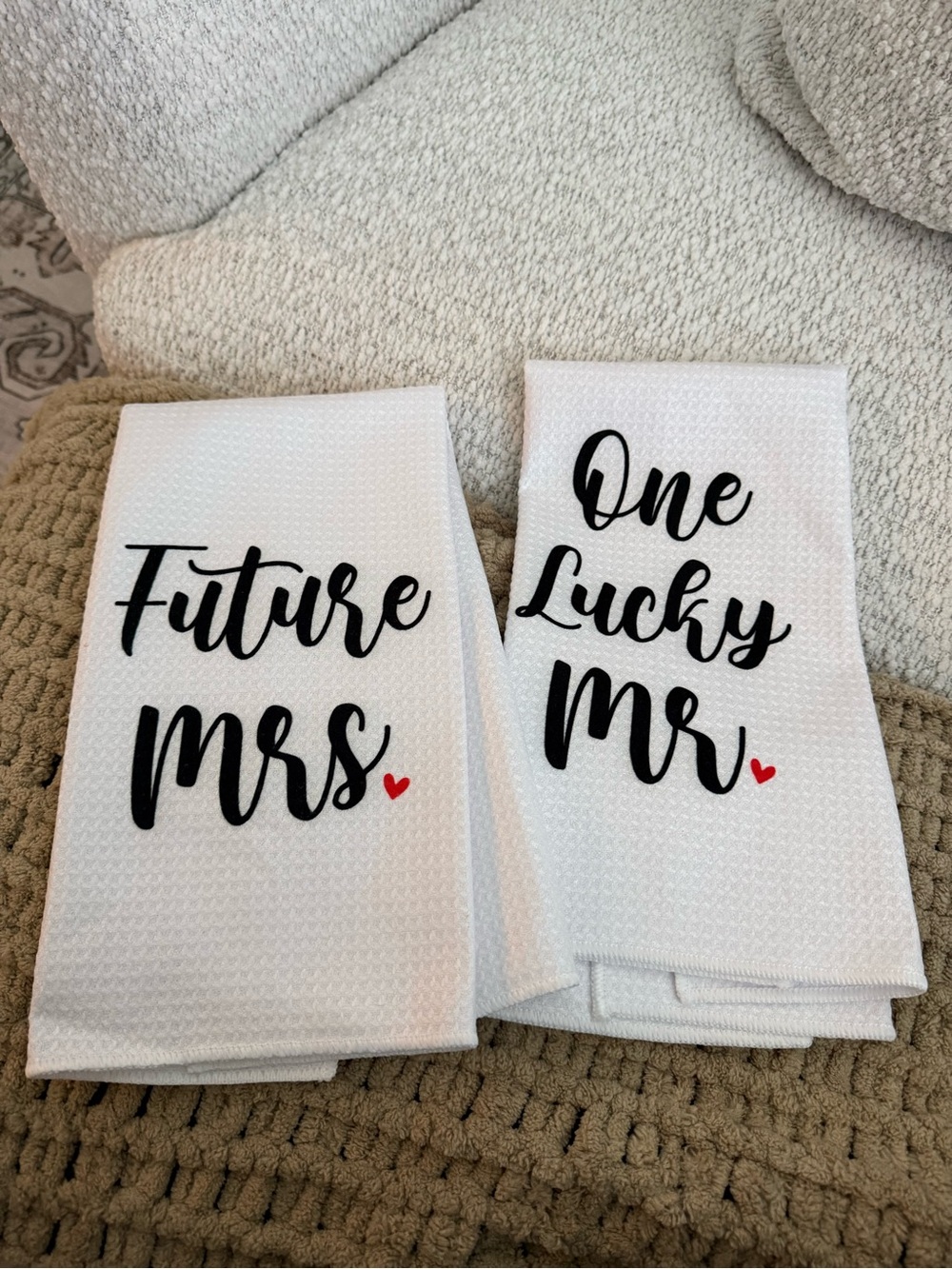 Future Mrs & One Lucky Mr - White Kitchen Towels